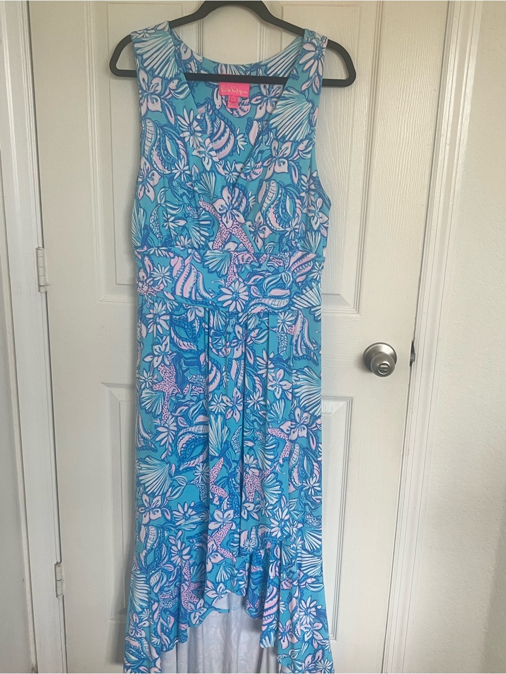 Lilly Pulitzer Moana Amalfi Blue Sound the Sirens Maxi Dress XL